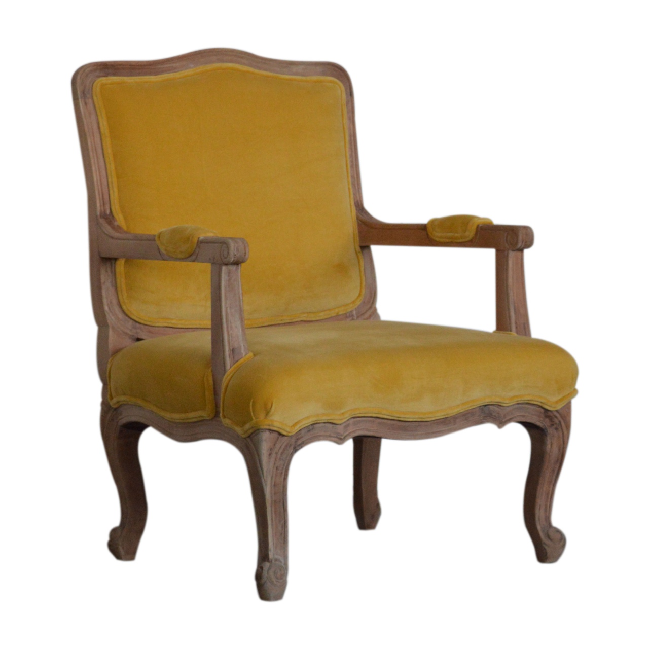 Mustard Velvet French Style Chair - Image 3