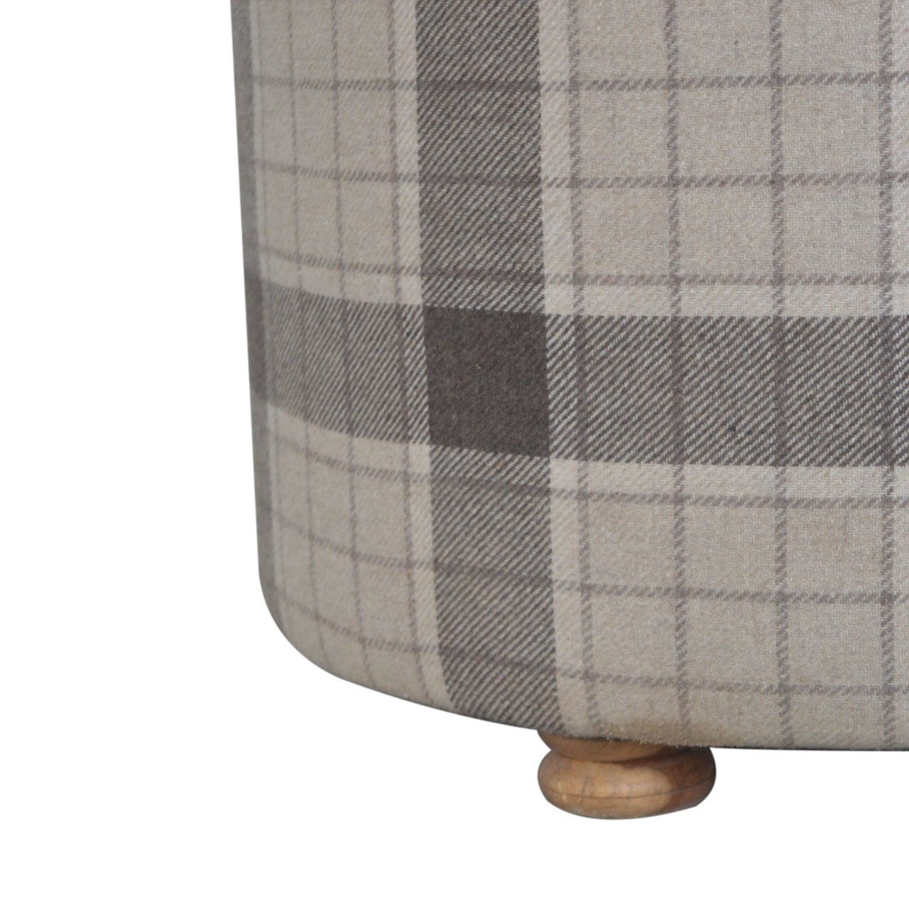 Deep Button Round Checked Footstool - Image 9