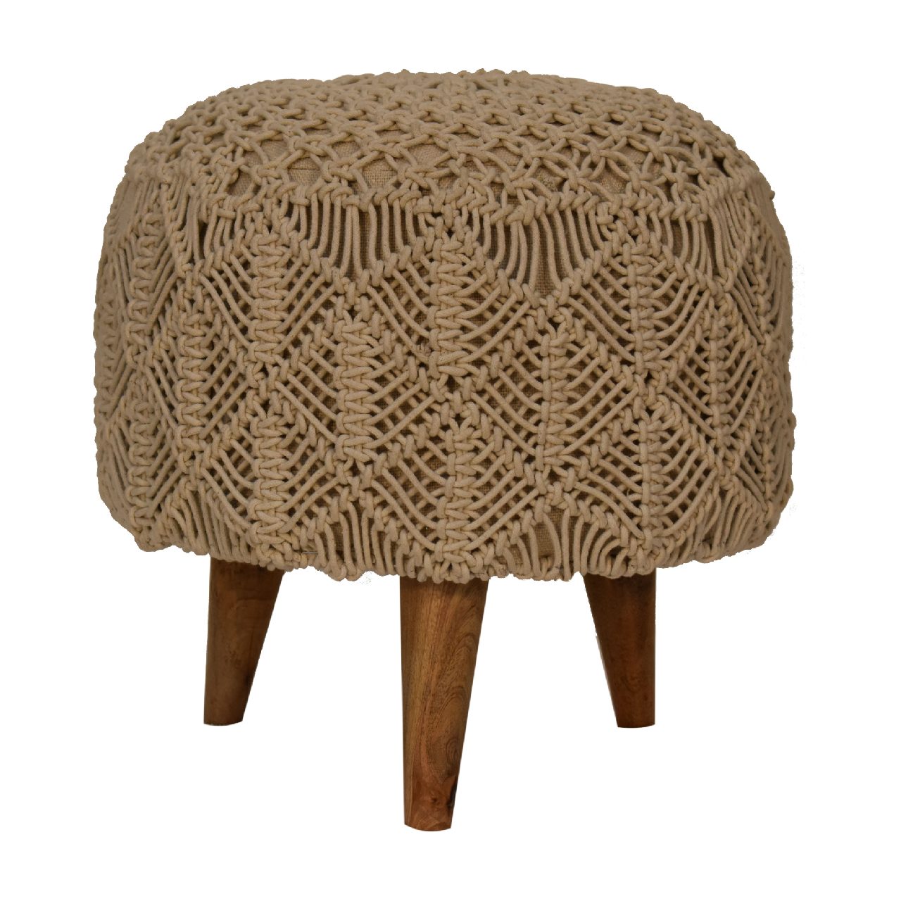 Crotchet Beige Footstool - Image 2