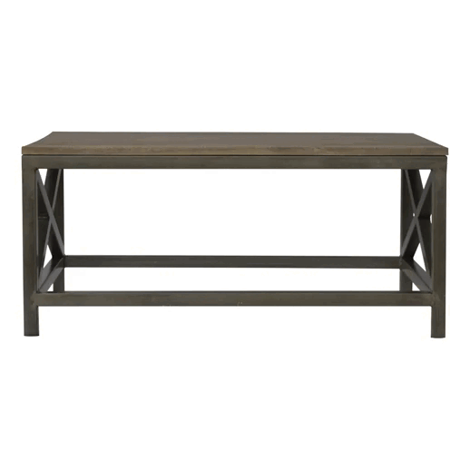 Industrial Cross Metal Oatmeal Coffee Table - Image 9