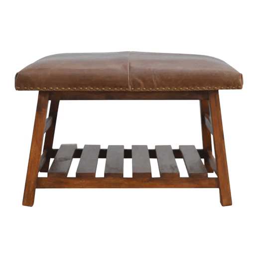 Buffalo Hide Square Foot Stool - Image 8