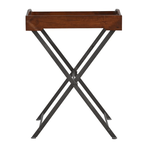 Wood Tray With Cross Iron Base - Image 8