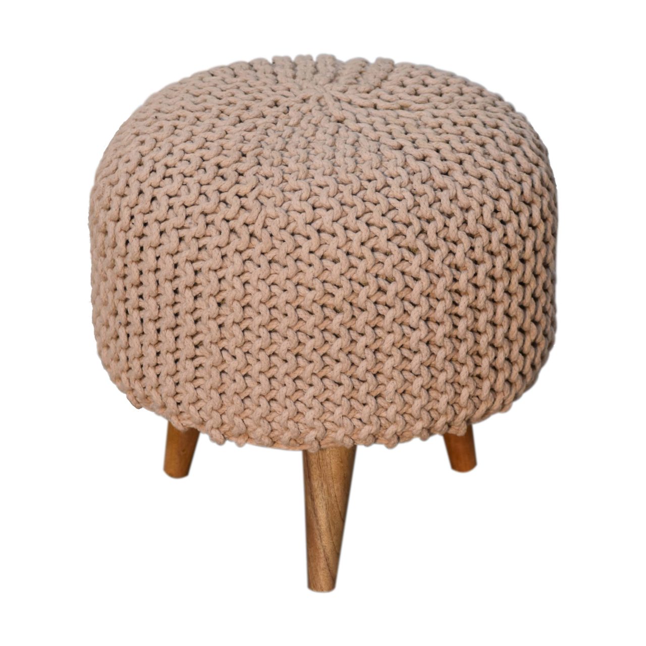 Keeva Beige Round Footstool - Image 2