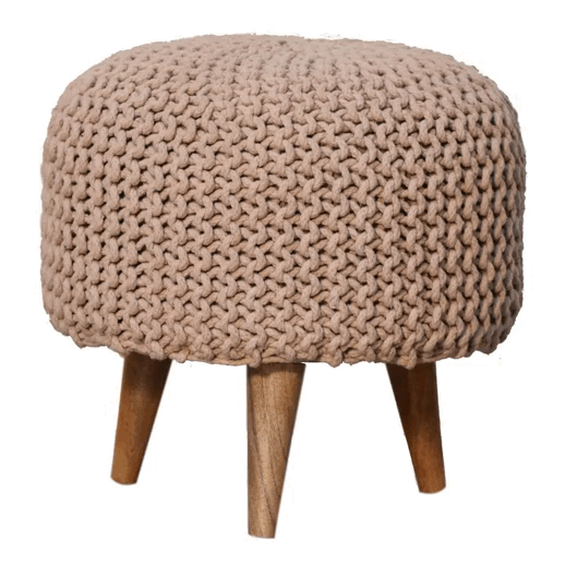 Keeva Beige Round Footstool - Image 7