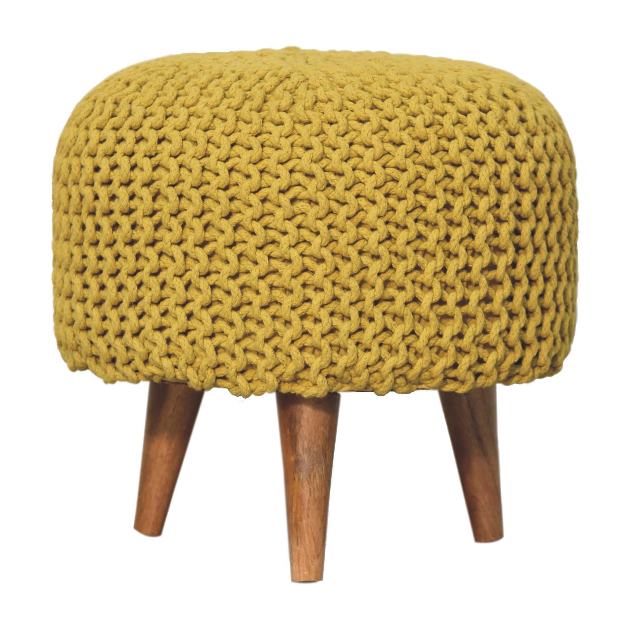 Keeva Mustard Round Footstool - Image 2