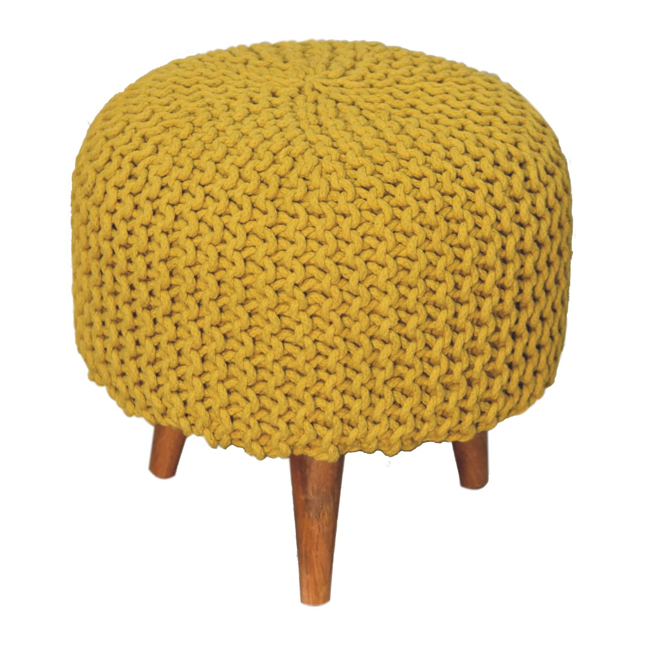 Keeva Mustard Round Footstool - Image 7
