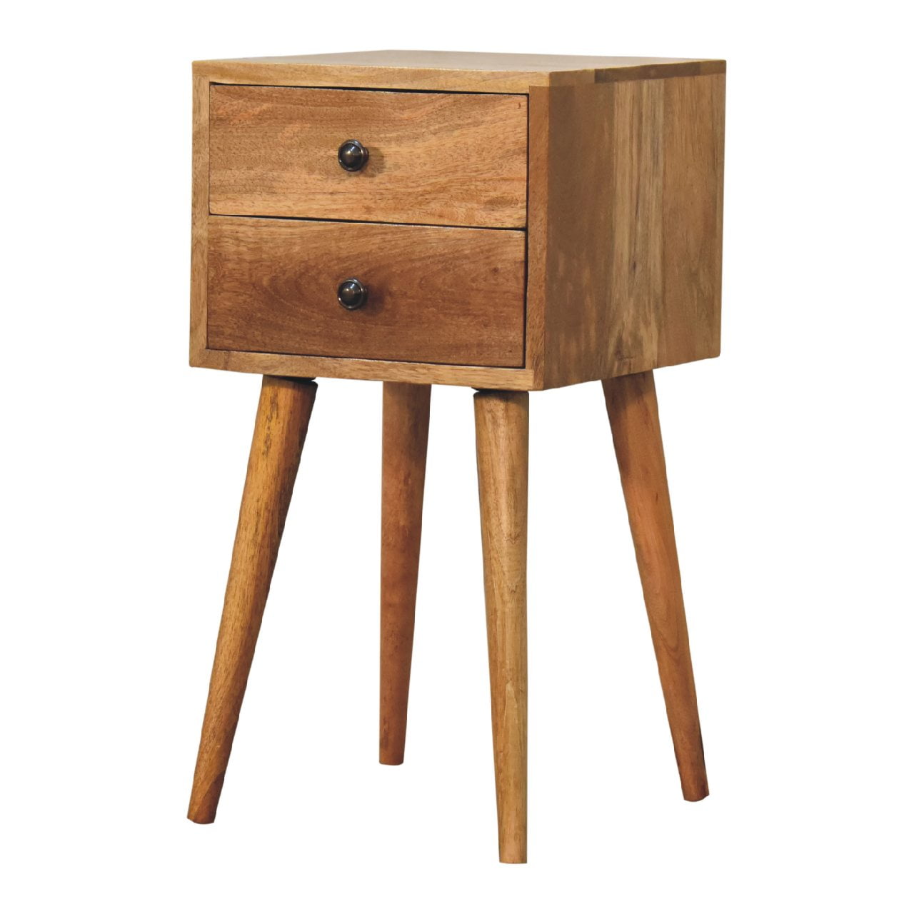 Mini 2 Drawer Oak-ish Bedside - Image 3