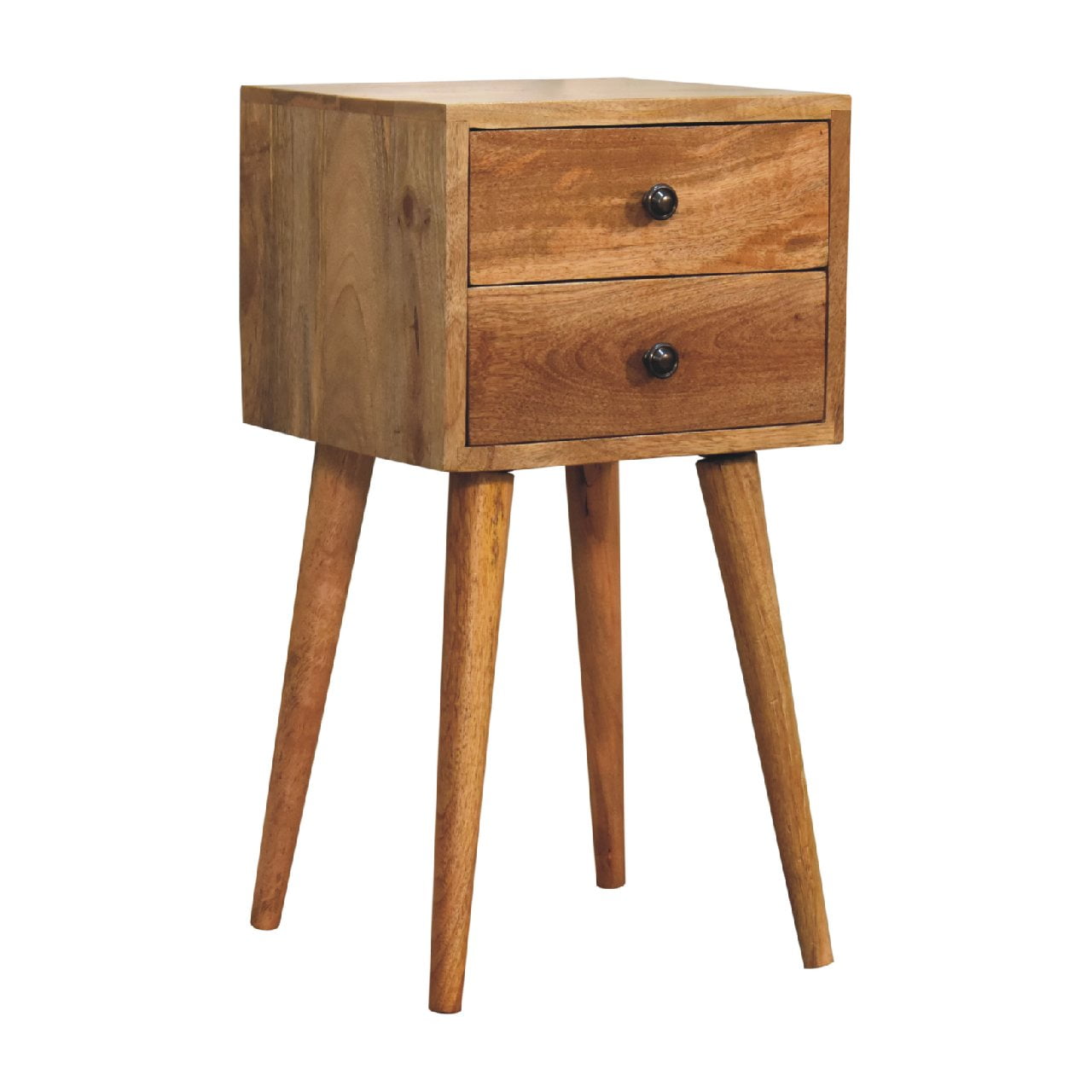 Mini 2 Drawer Oak-ish Bedside - Image 4