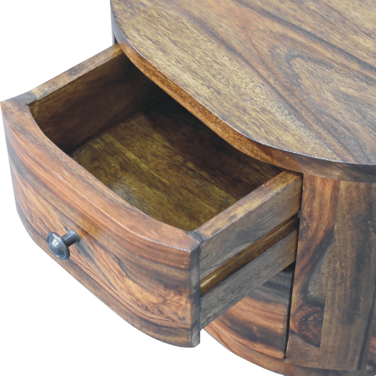 Round Honey Bedside with Bun Feet - Image 6