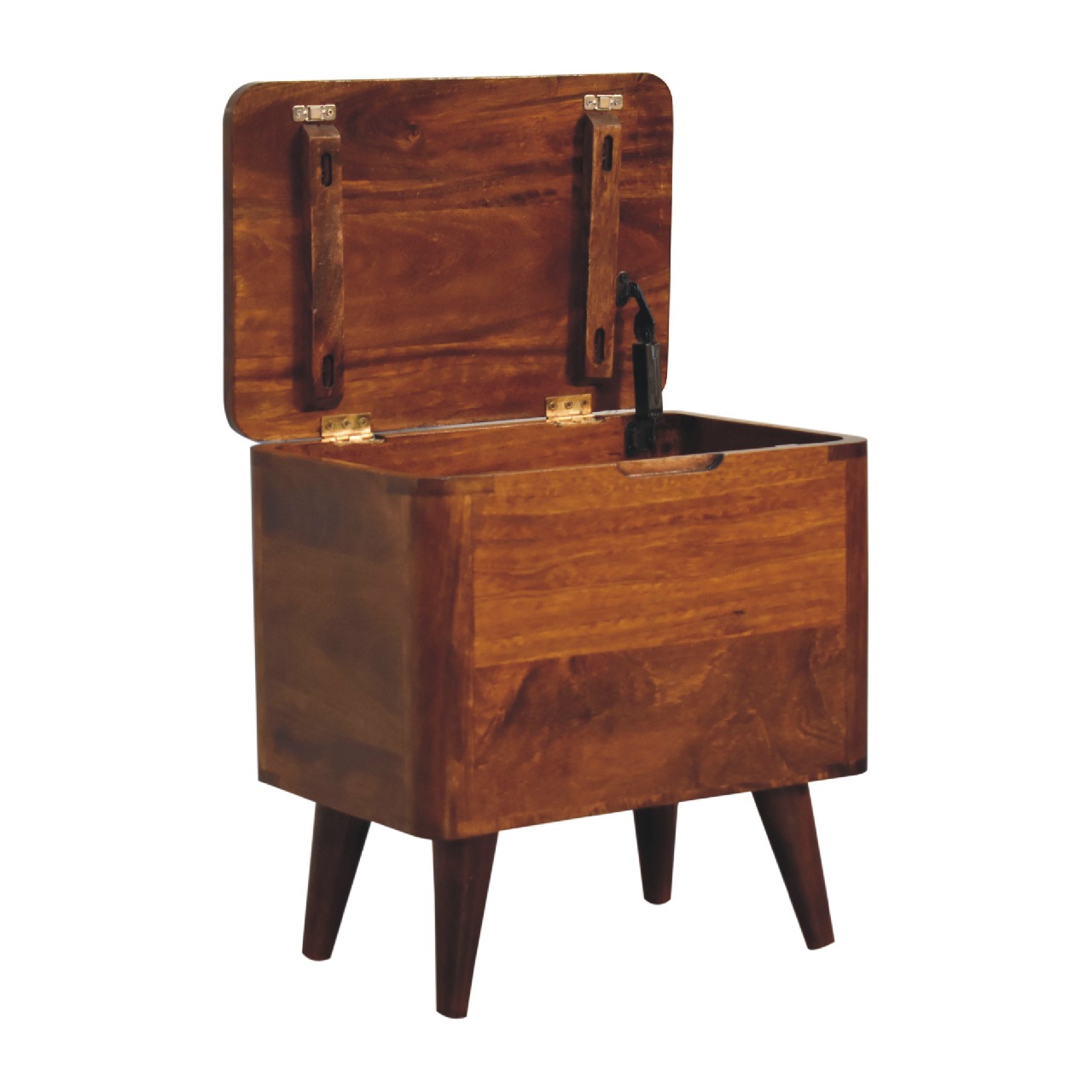 Chestnut Lid-up Storage Stool - Image 5