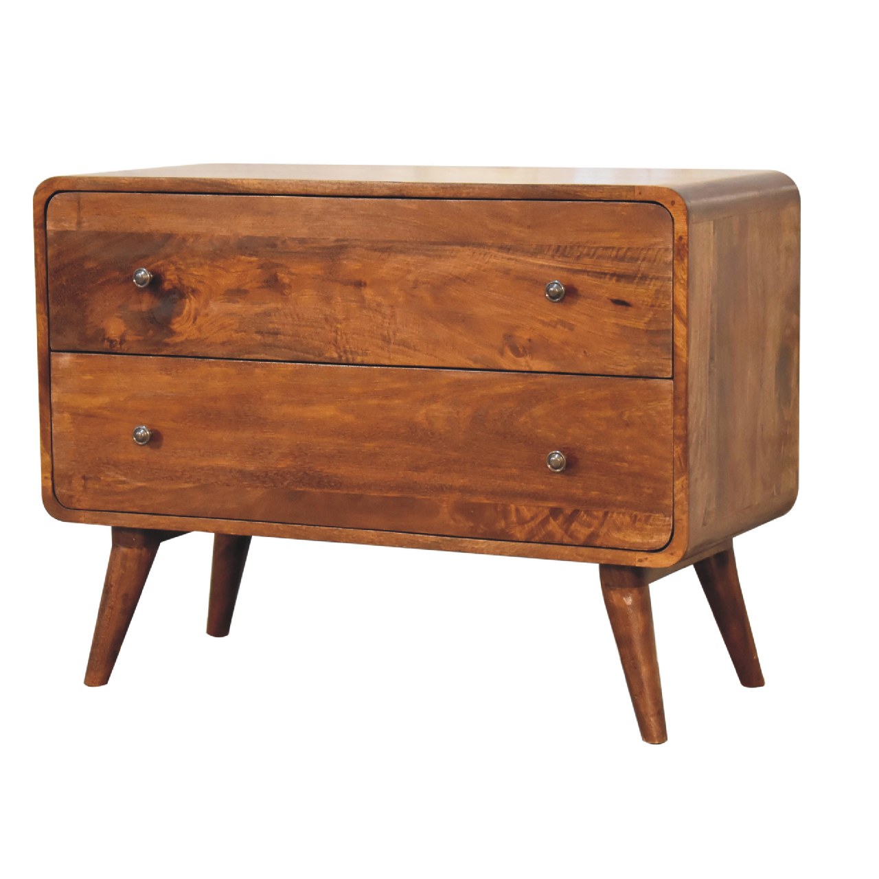 2 Drawer Curved Chestnut Chest - Image 3