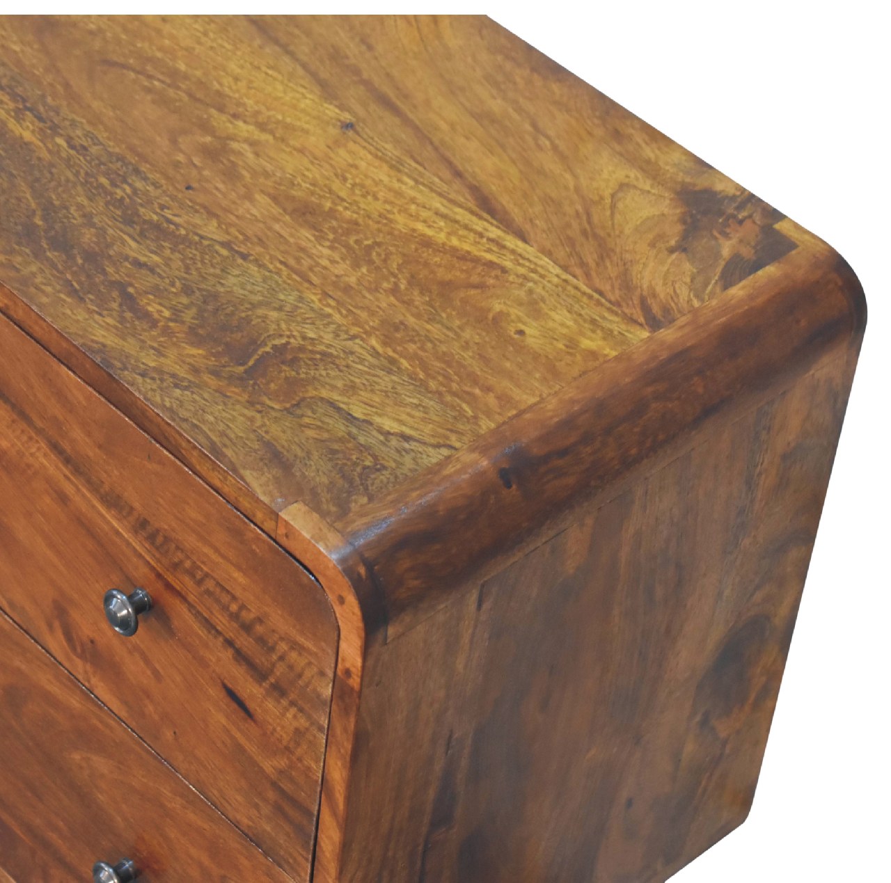 2 Drawer Curved Chestnut Chest - Image 6
