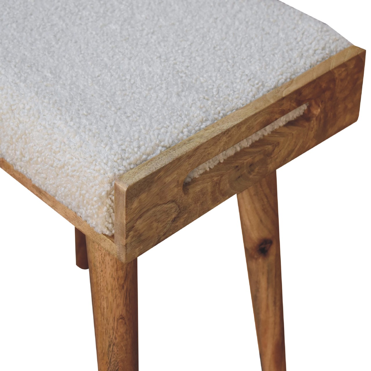 Boucle Cream Tray Style Footstool - Image 8