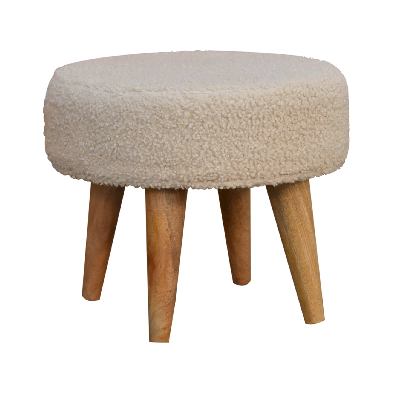 Cream Boucle Petite Footstool - Image 3