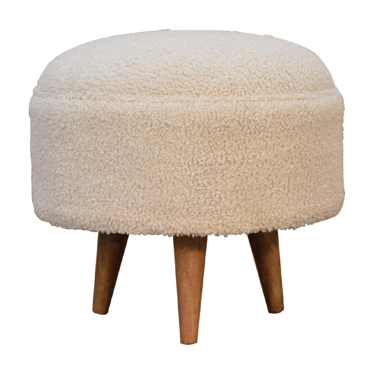Cream Boucle Rounded Footstool - Image 2