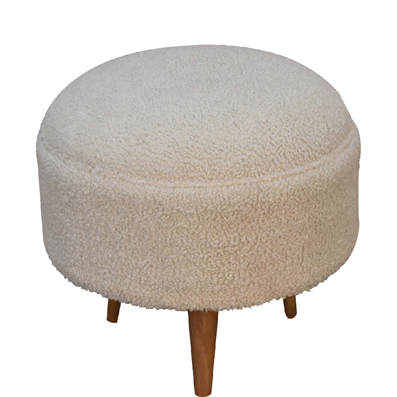 Cream Boucle Rounded Footstool - Image 3