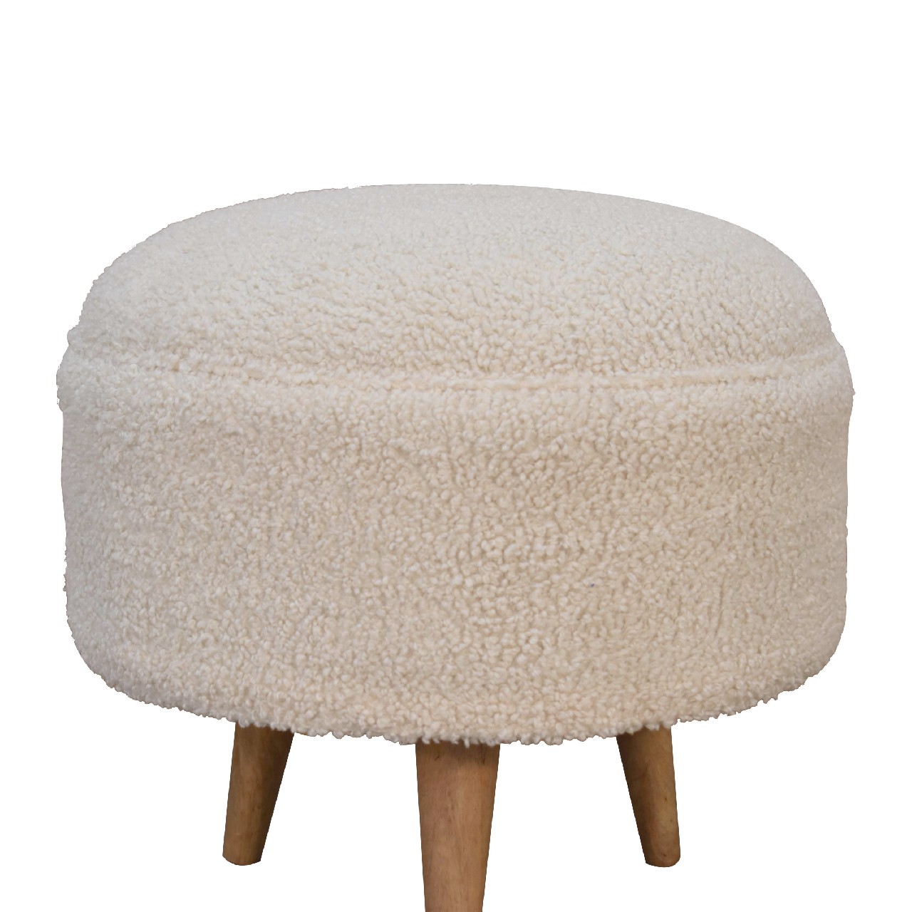 Cream Boucle Rounded Footstool - Image 5