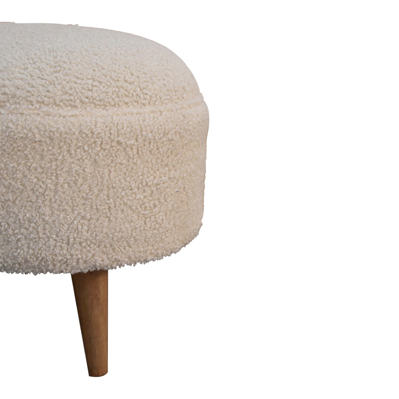 Cream Boucle Rounded Footstool - Image 6