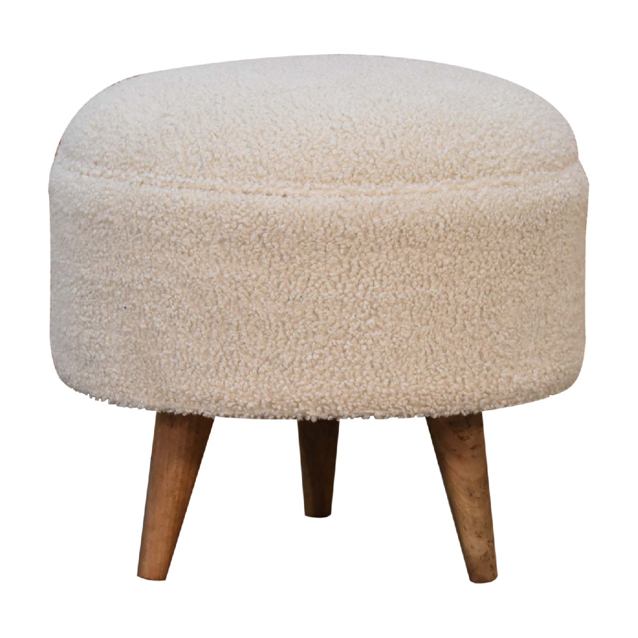 Cream Boucle Rounded Footstool - Image 7