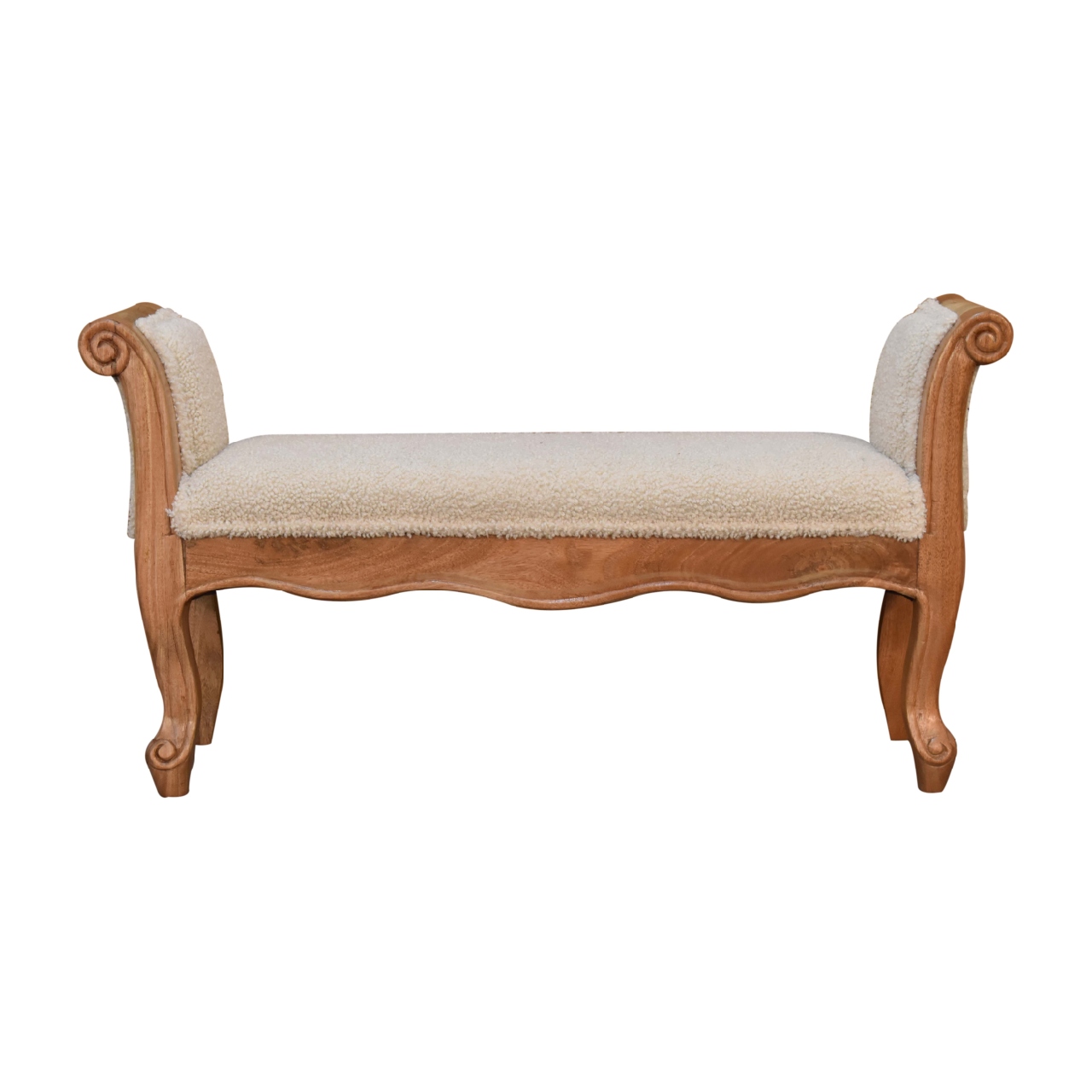 Cream Boucle French Style Bench - Image 2