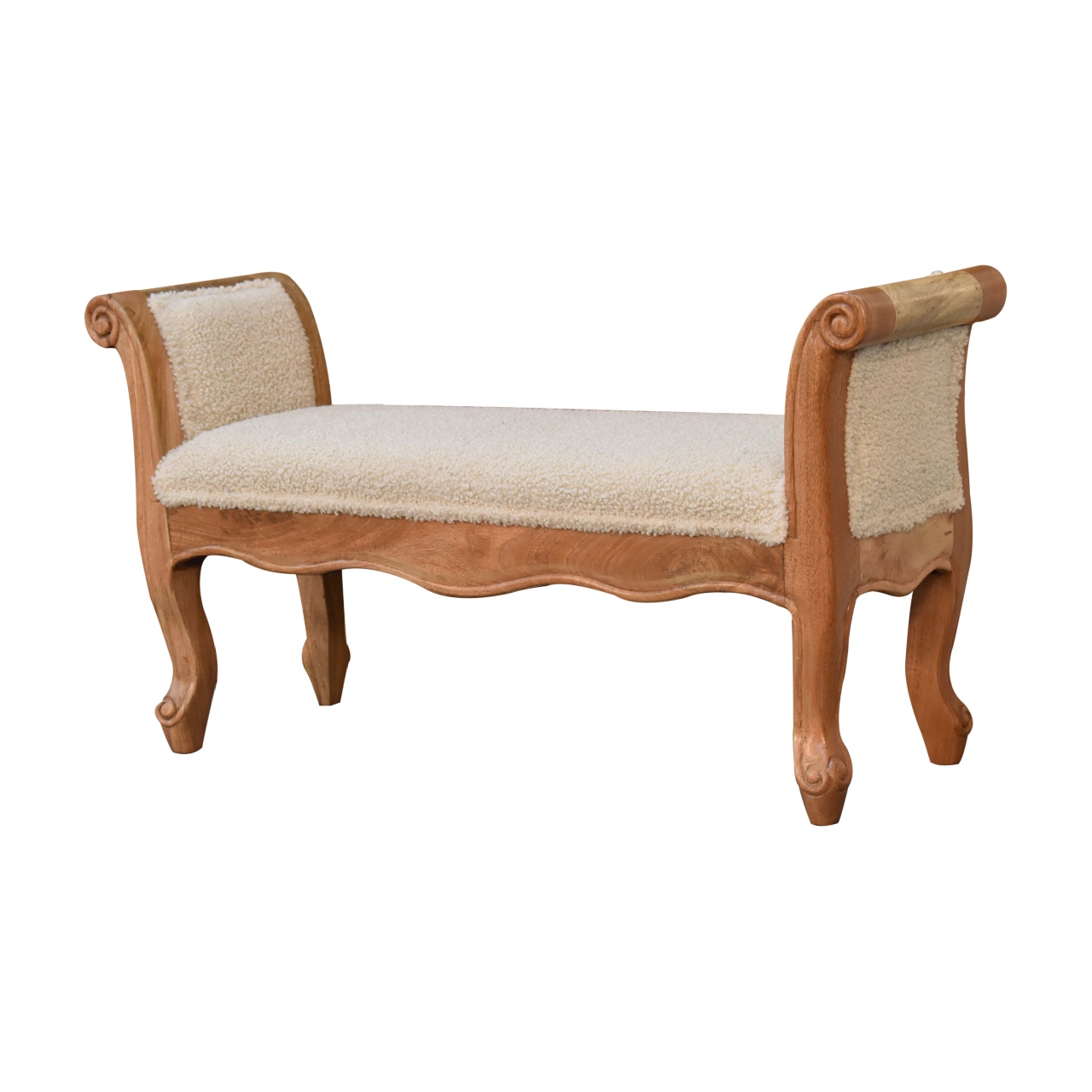 Cream Boucle French Style Bench - Image 3