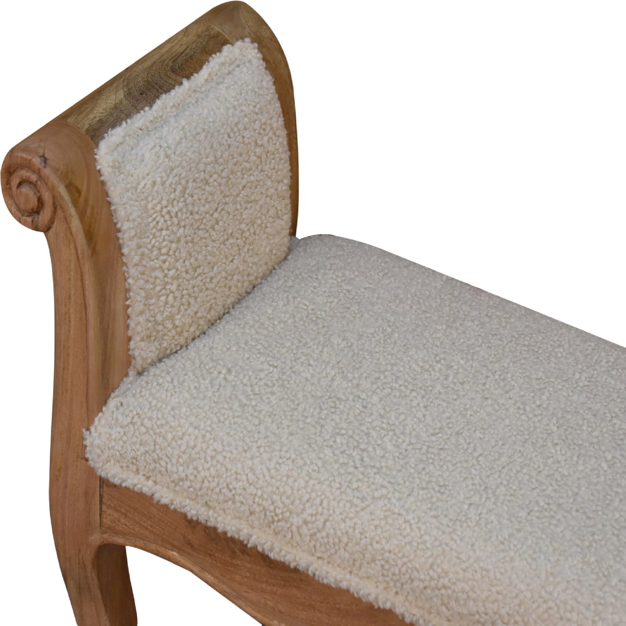 Cream Boucle French Style Bench - Image 6