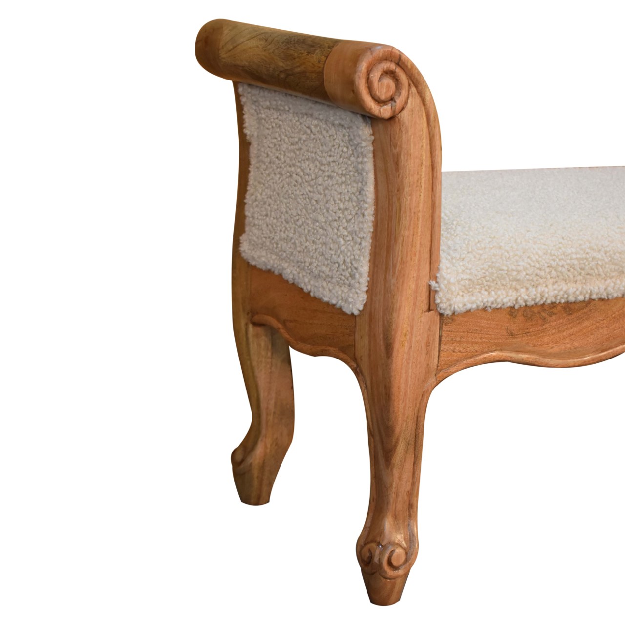 Cream Boucle French Style Bench - Image 7