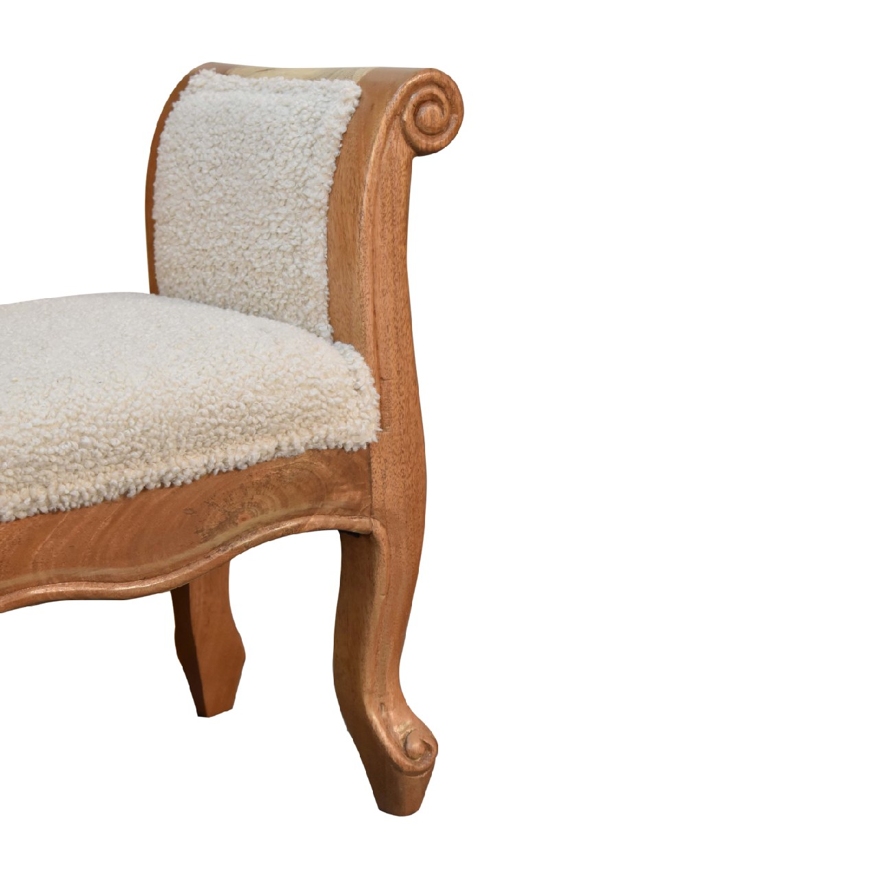 Cream Boucle French Style Bench - Image 8