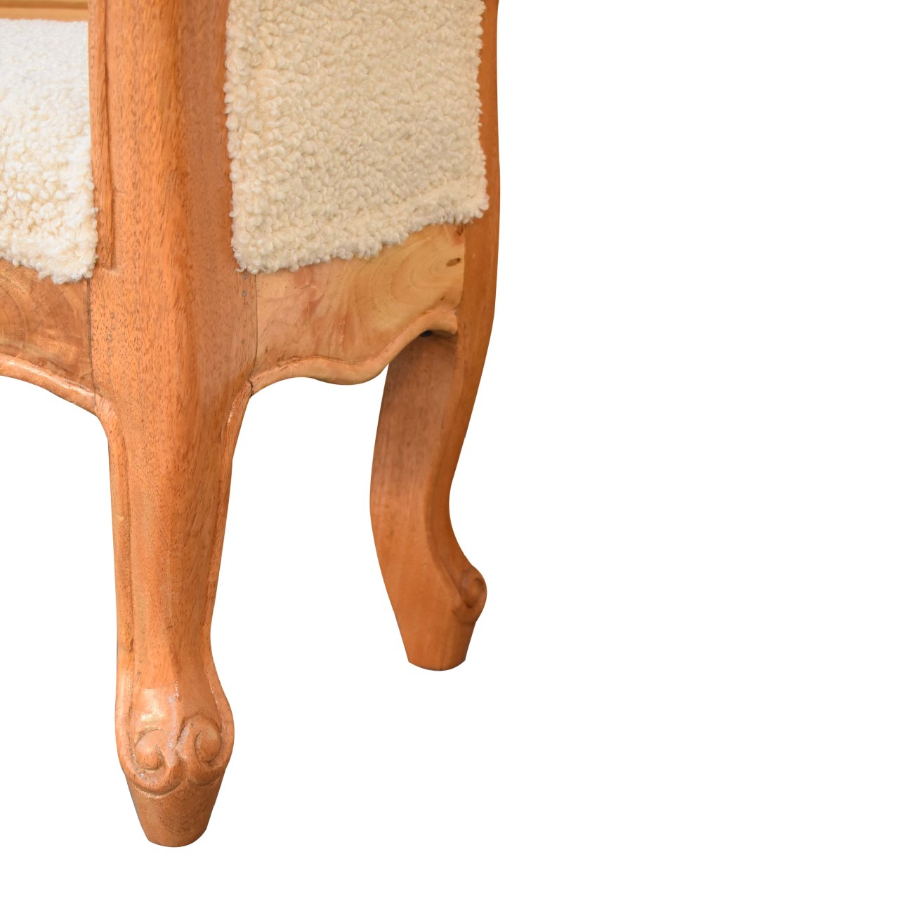 Cream Boucle French Style Bench - Image 9