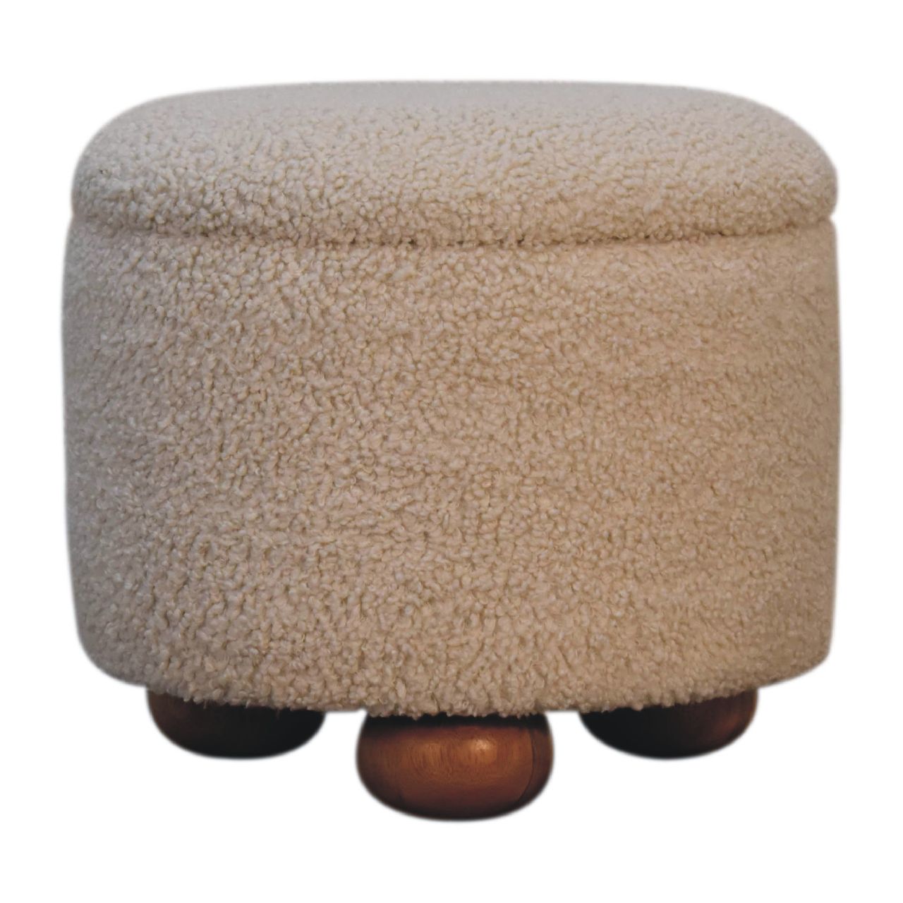 Cream Boucle Storage Footstool - Image 3