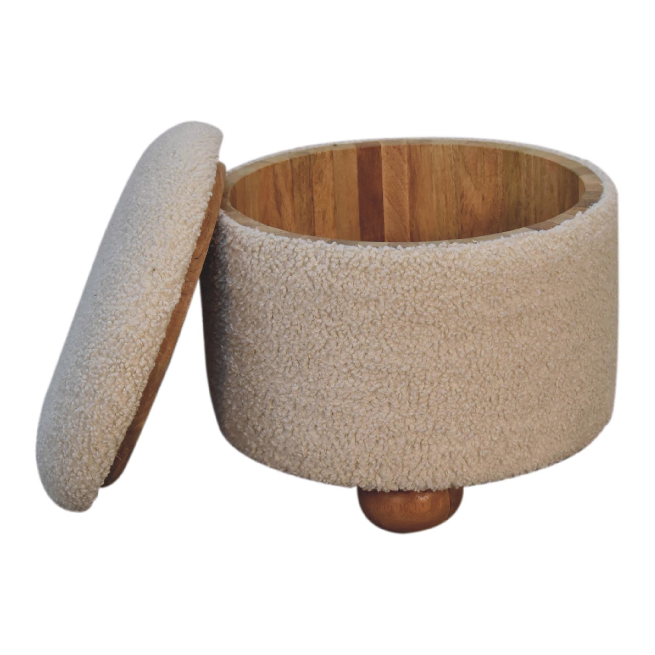Cream Boucle Storage Footstool - Image 9