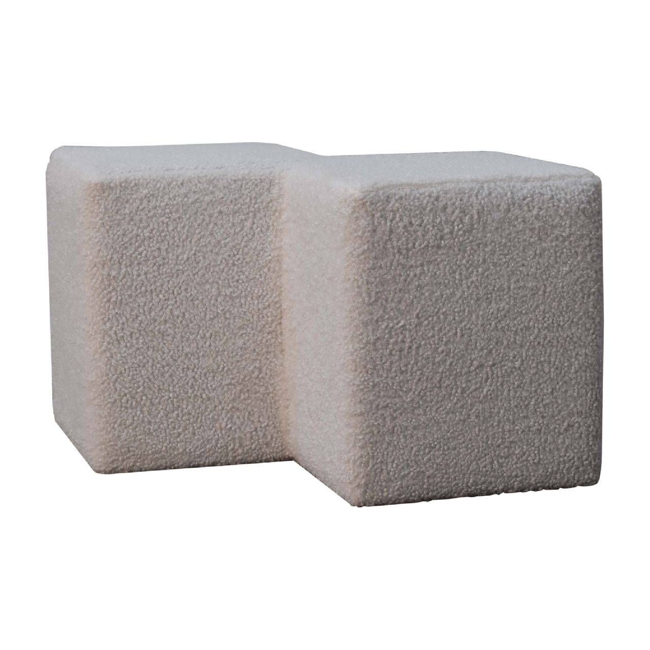 White Boucle Twin Footstool - Image 4