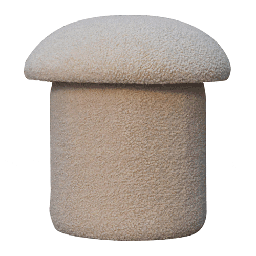 Cream Boucle Mushroom Footstool - Image 8
