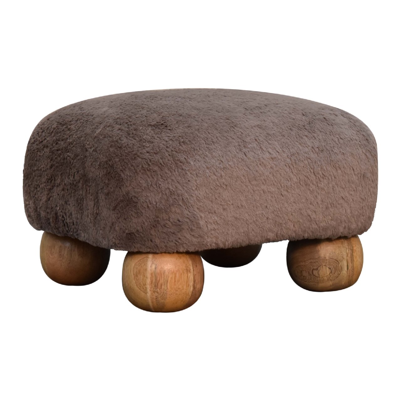 Mocha Faux Fur Nordic Footstool - Image 3