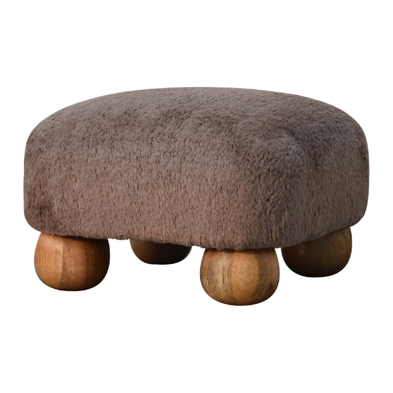 Mocha Faux Fur Nordic Footstool - Image 4