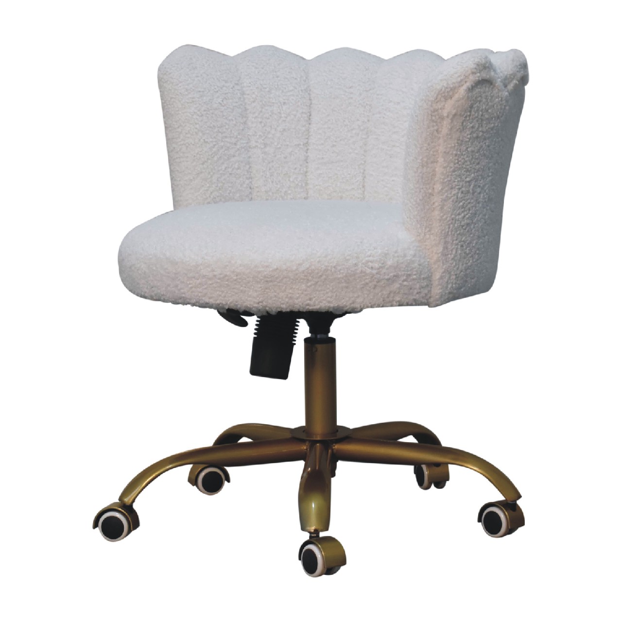 White Boucle Swival Chair - Image 3