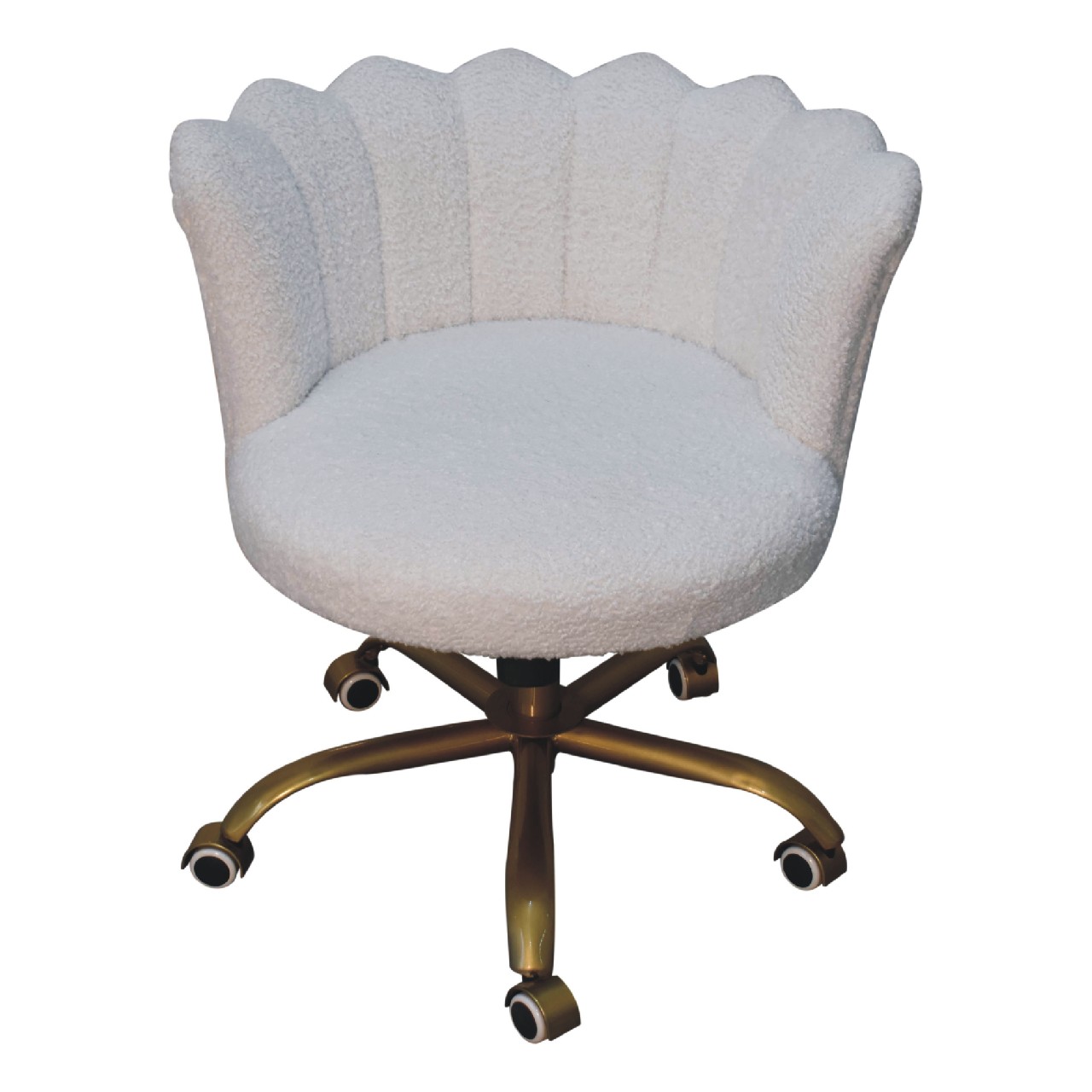 White Boucle Swival Chair - Image 5