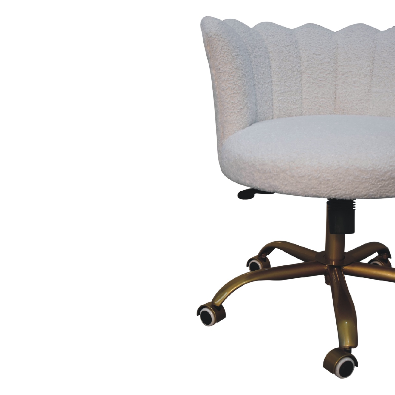 White Boucle Swival Chair - Image 7