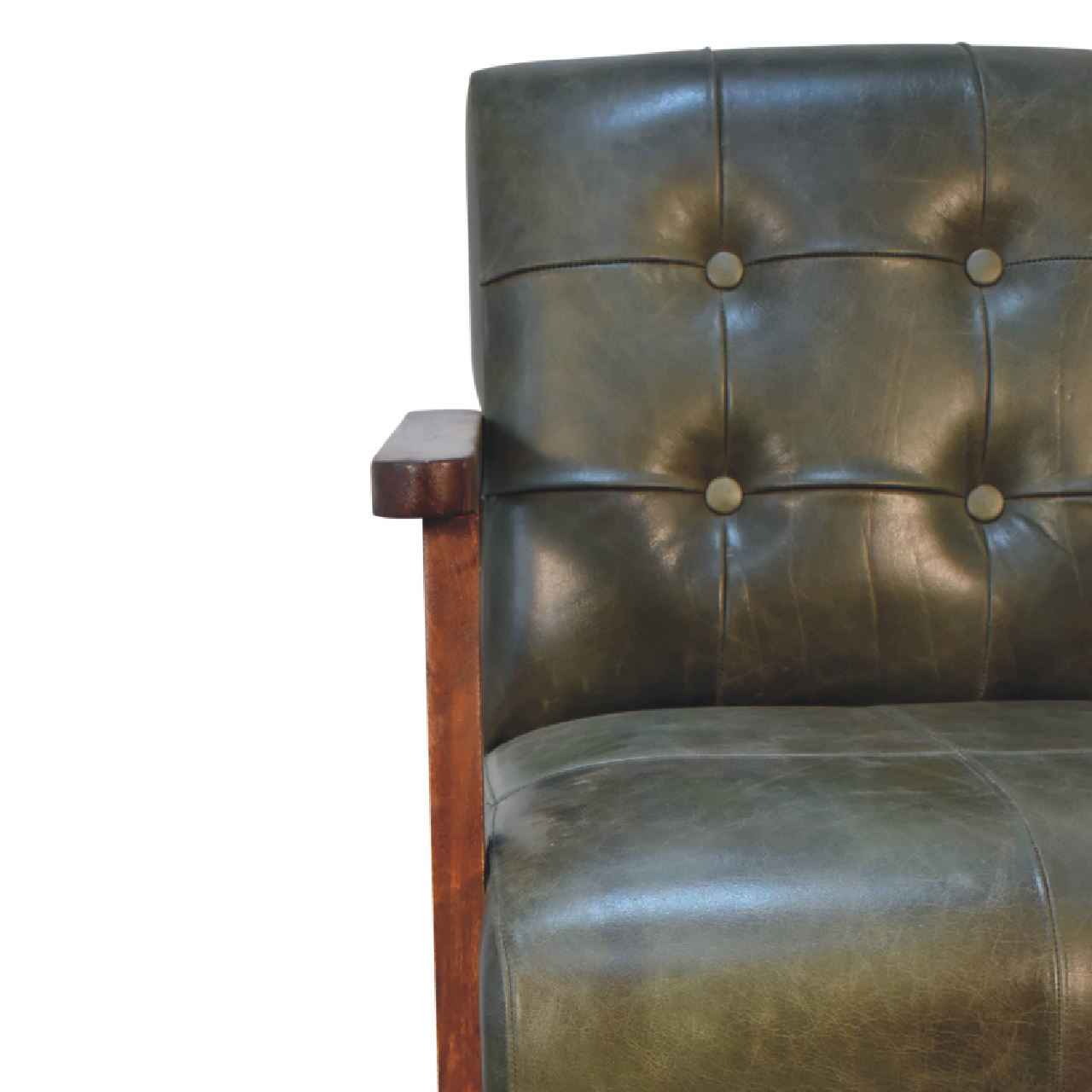 Olive Buffalo Leather Chair - Image 5