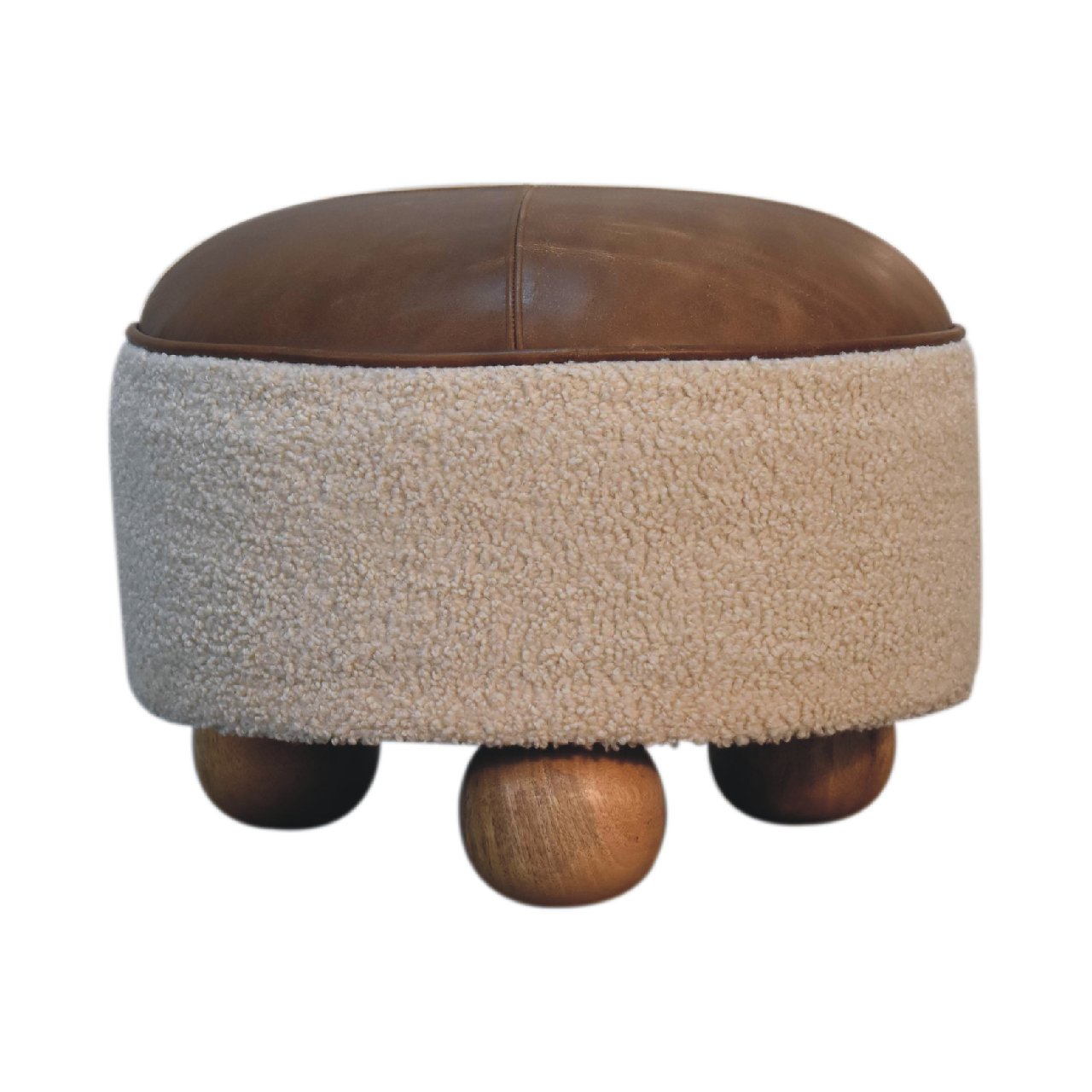 Cream Boucle Buffalo Footstool - Image 3