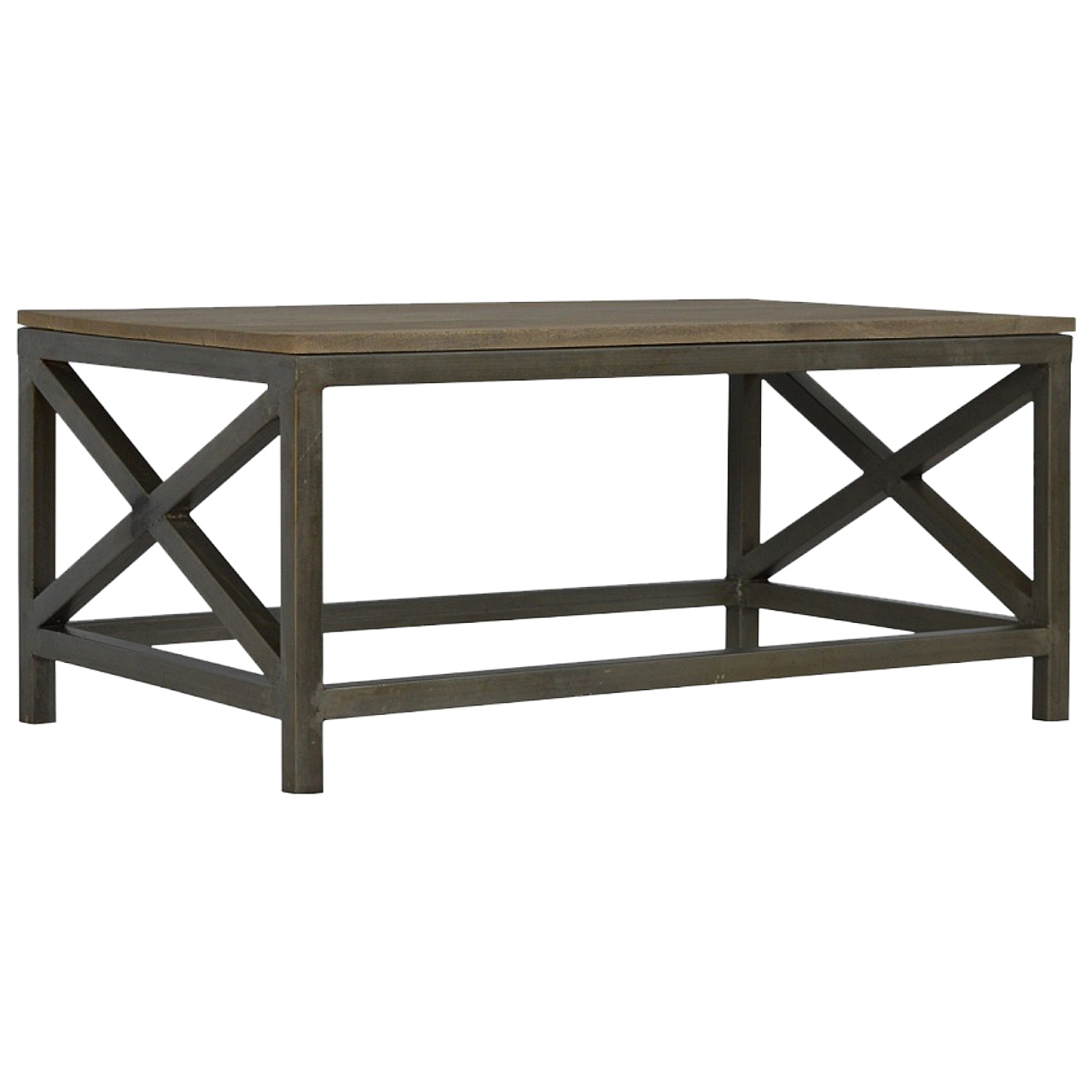 Industrial Cross Metal Oatmeal Coffee Table - Image 2