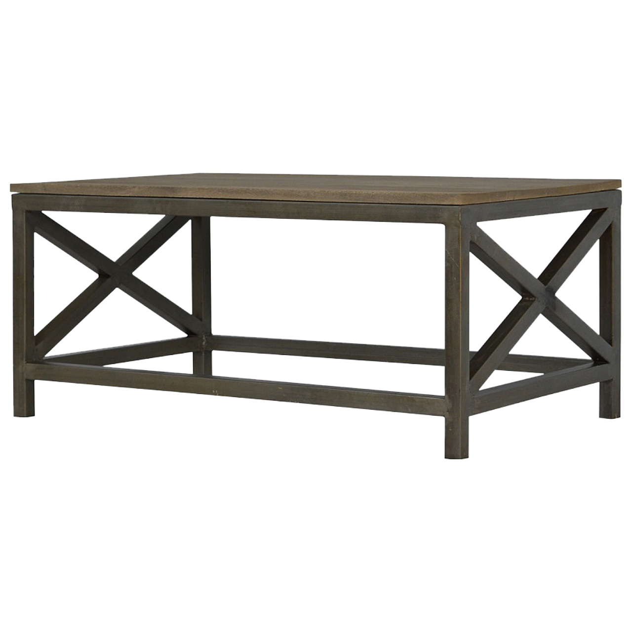 Industrial Cross Metal Oatmeal Coffee Table - Image 3