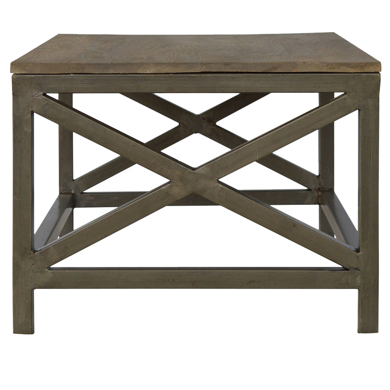 Industrial Cross Metal Oatmeal Coffee Table - Image 8