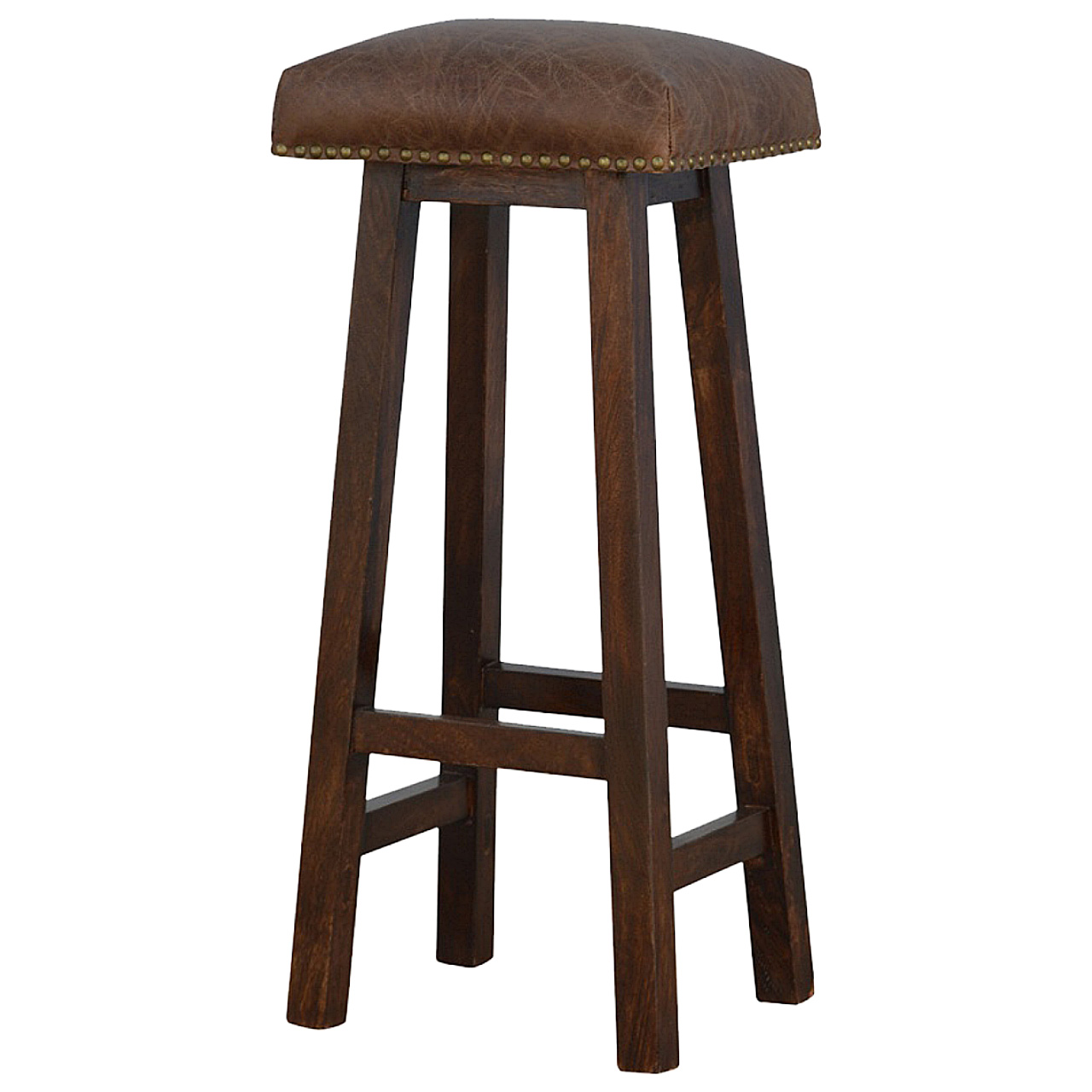 Buffalo Brass Leather Bar Stool - Image 3