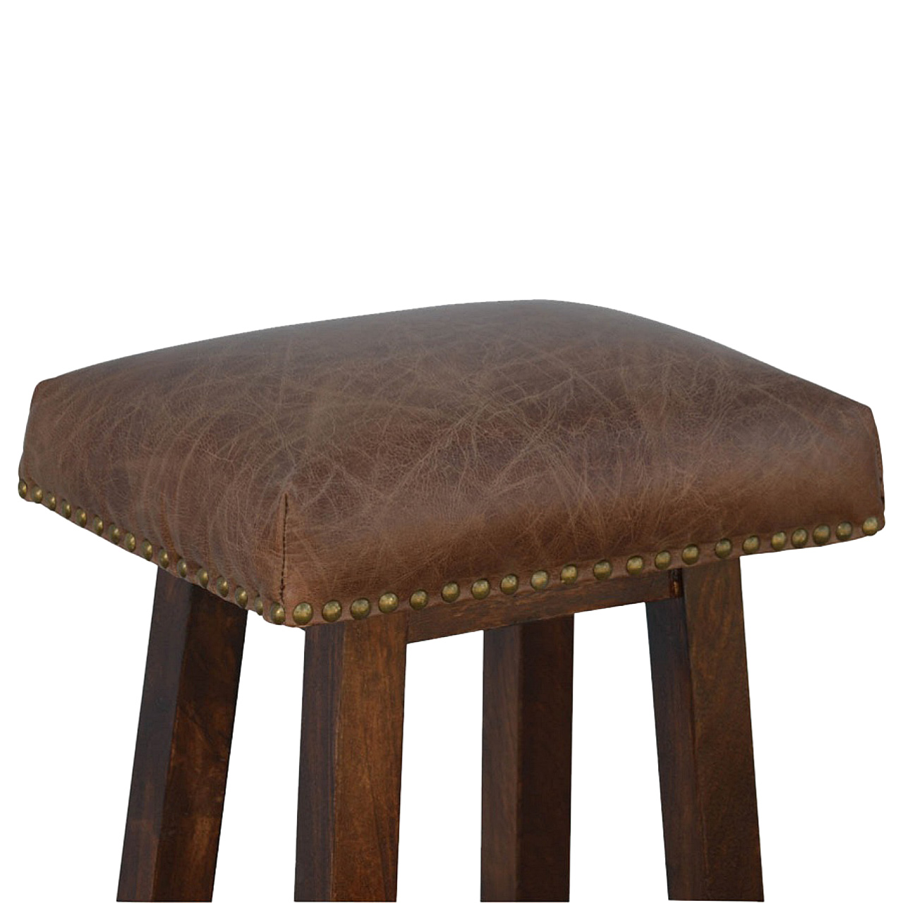Buffalo Brass Leather Bar Stool - Image 6