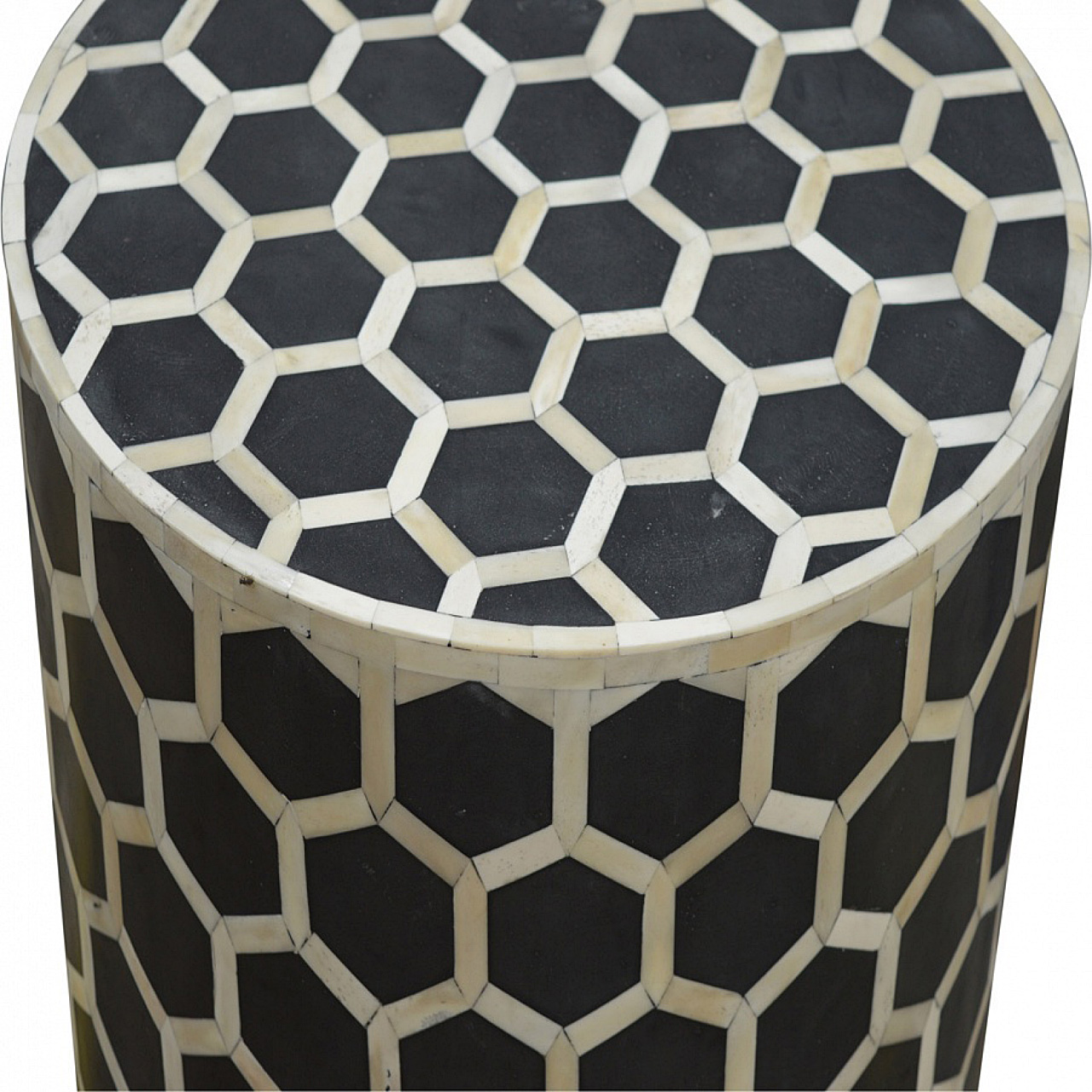 Cylindrical Bone Inlay Footstool - Image 3