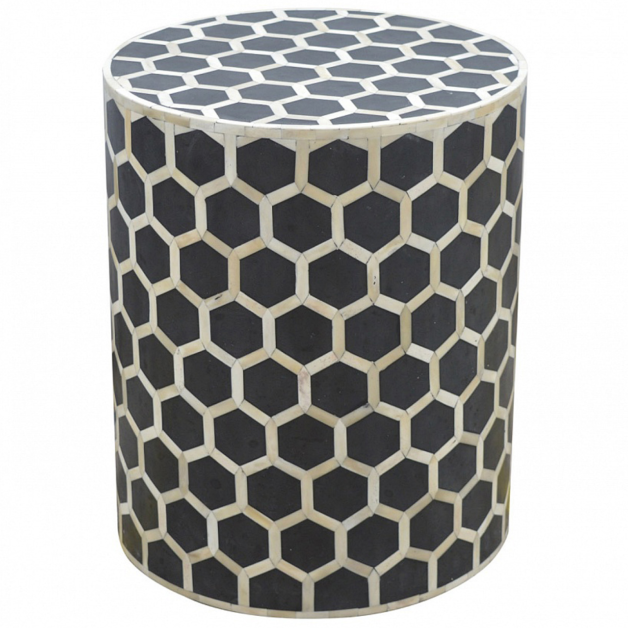 Cylindrical Bone Inlay Footstool - Image 2