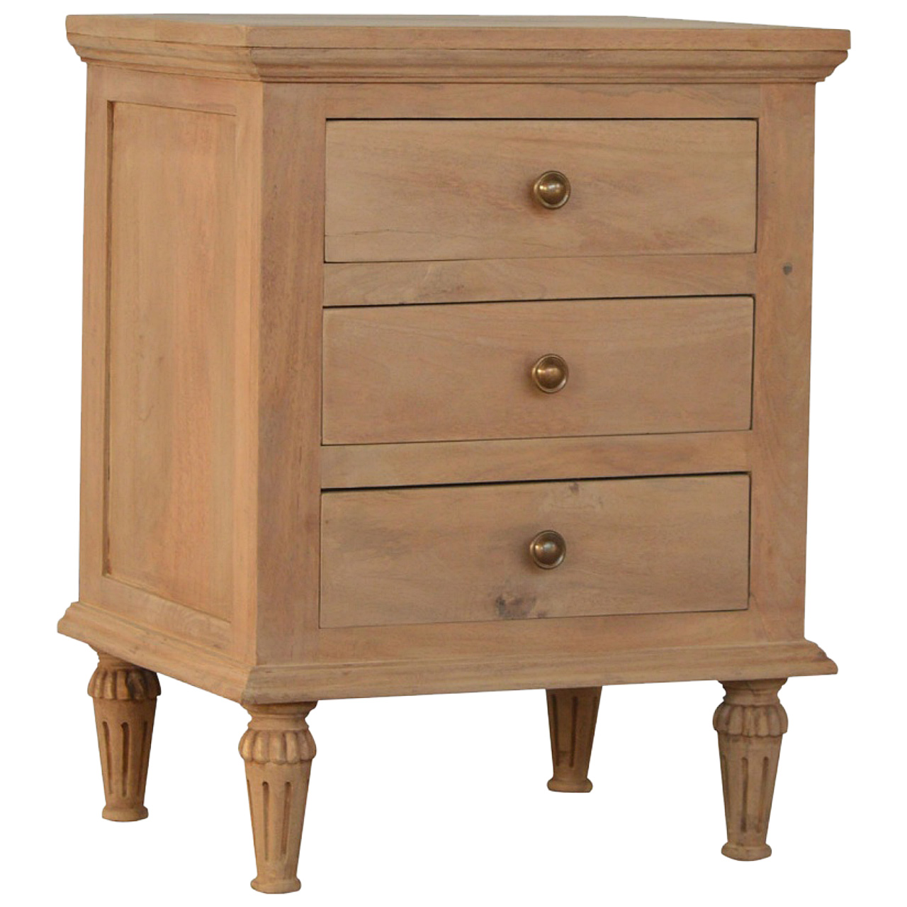 3 Drawer Mango Wood Bedside Table - Image 2