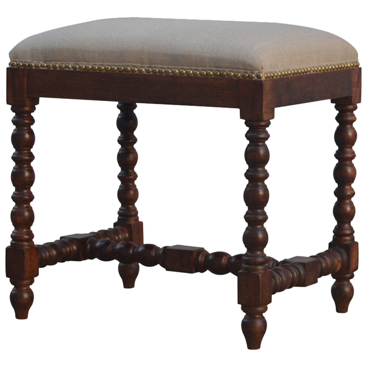 White Linen Occasional Footstool - Image 2