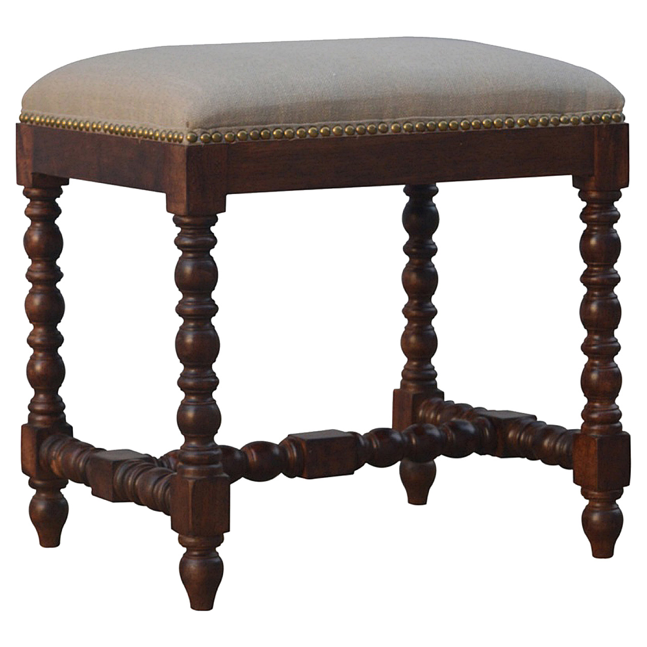 White Linen Occasional Footstool - Image 3